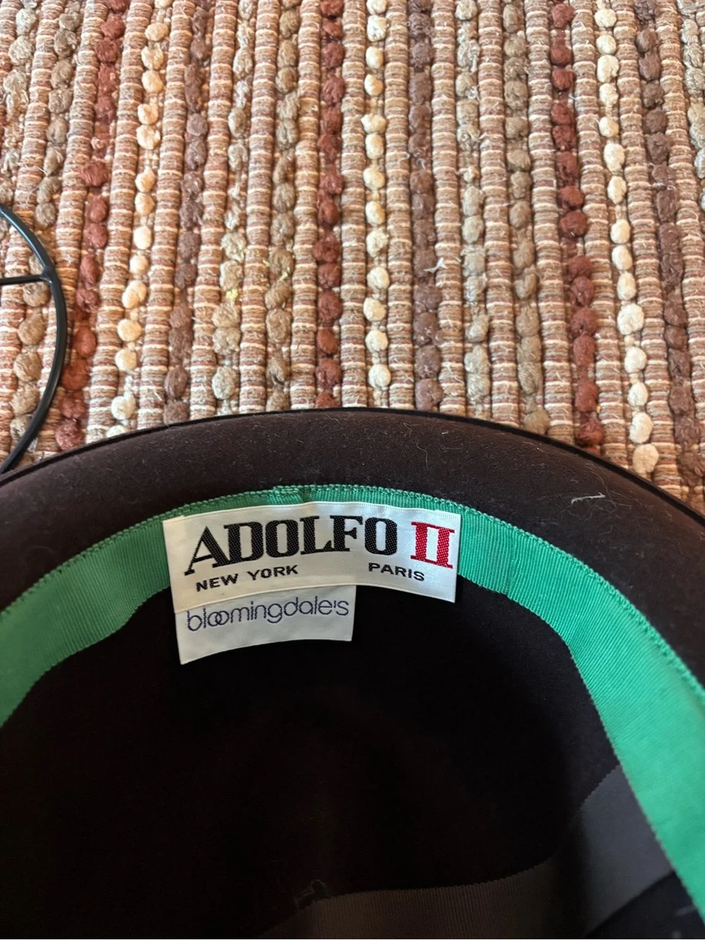 Vintage Adolfo II New York Paris Brown Wool Fedora Feather Trim Bloomingdale’s - Picture 2 of 9